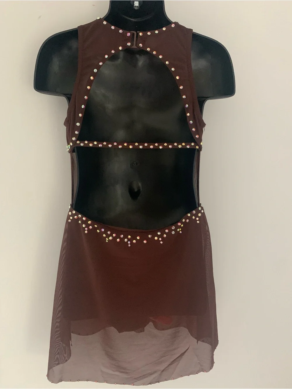 Brown Rhinestone Dance Costume: Child Size 6/6X, Lyrical Contemporary